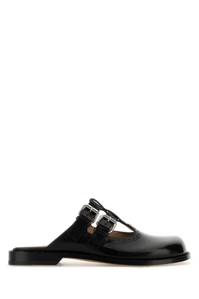 LOEWE BLACK LEATHER MULES