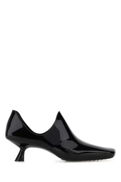 Loewe Emily Aqua Ankle Boots In Glossy Black Pvc With Multicolour Socks In Transparent