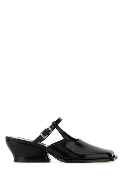 LOEWE LOEWE BLACK LEATHER ONDA MULES