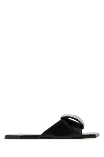 Loewe Black Leather Origami Slippers