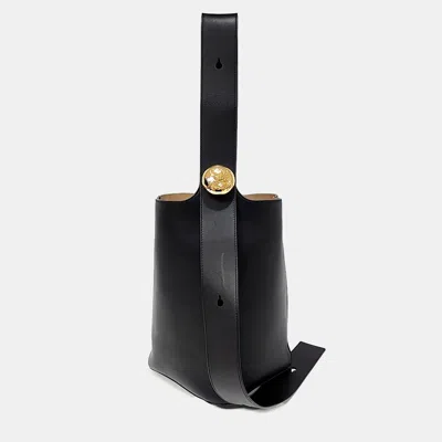 Pre-owned Loewe Black Leather Pebble Bucket Bag Medium