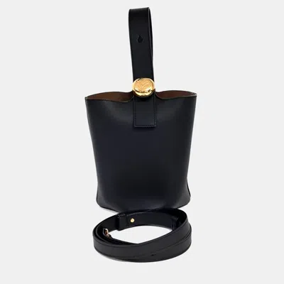Pre-owned Loewe Black Leather Pebble Bucket Bag Mini Ghw