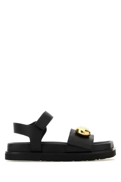 Loewe Black Leather Pebble Sandals