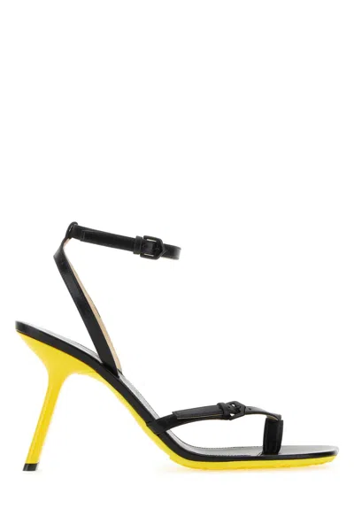 Loewe Petal Leather Heel Sandals In Black