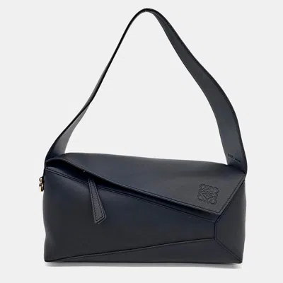 Pre-owned Loewe Black Leather Puzzle Hobo Bag