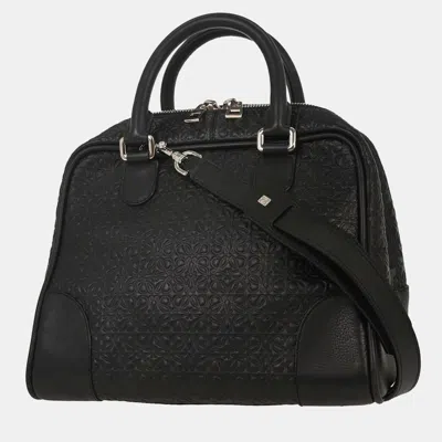 Pre-owned Loewe Black Leather Repeat Anagram Amazona 75 2way Handbag