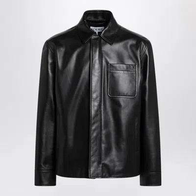 LOEWE LOEWE  BLACK LEATHER SHIRT JACKET