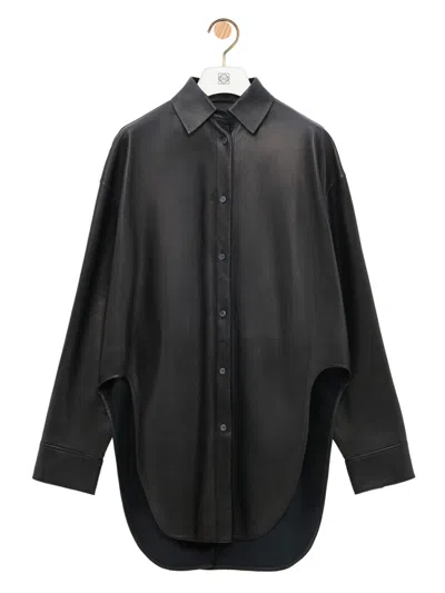 LOEWE BLACK LEATHER SHIRTS