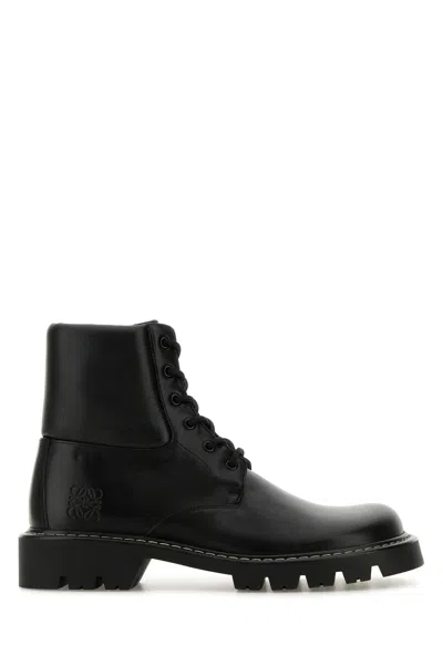 LOEWE BLACK LEATHER SIERRA ANKLE BOOTS
