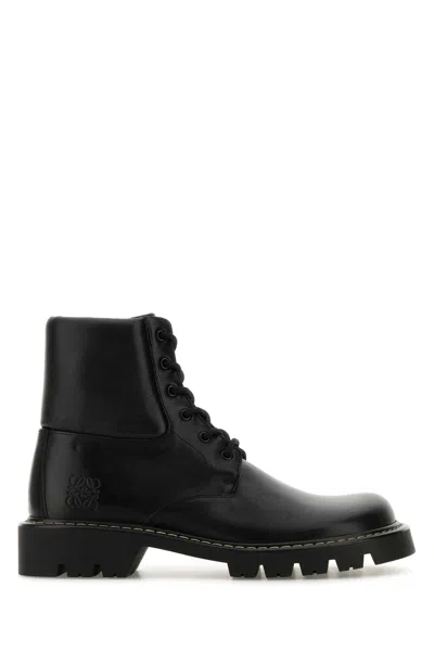 LOEWE BLACK LEATHER SIERRA ANKLE BOOTS