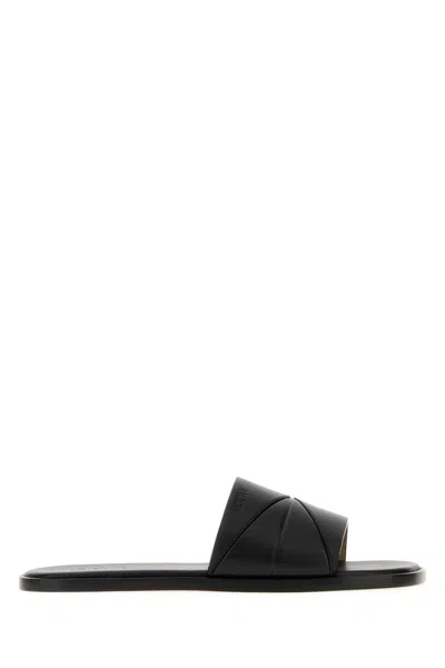 Loewe Black Leather Slippers
