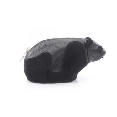 Pre-owned Loewe Black Leather Suede Coin Purse/coin Case ()