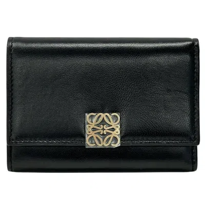 Pre-owned Loewe Black Leather Wallet (tri-fold) ()