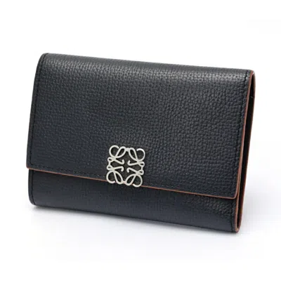 Pre-owned Loewe Black Leather Wallet (tri-fold) ()