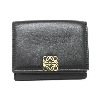 Pre-owned Loewe Black Leather Wallet (tri-fold) ()