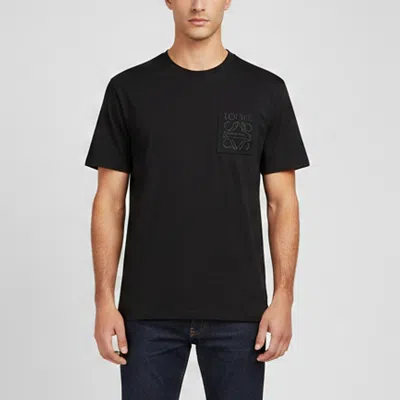 Pre-owned Loewe Black Logo Embroidered Jersey Pocket T-shirt L
