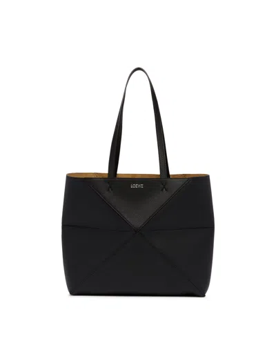 Loewe Black Medium Fold Puzzle Tote Bag In Black Nero   #000000