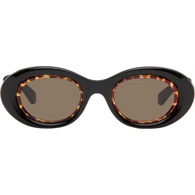Loewe Black Mini Anagram Oval Sunglasses