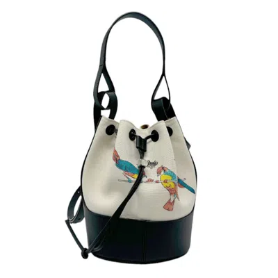 Pre-owned Loewe Black Multi-color Off-white Canvas Leather Handbag Shoulder Bag () In Black, Multi-color, Off-white