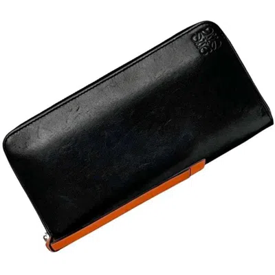 Pre-owned Loewe Black Multi-color Leather Long Wallet (bi-fold) () In Black, Multi-color
