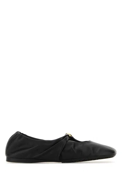LOEWE BLACK NAPPA LEATHER PEBBLE BALLERINAS