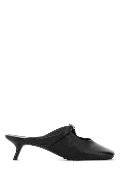 LOEWE BLACK NAPPA LEATHER PEBBLE MULES