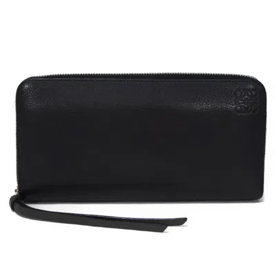 Pre-owned Loewe Black Navy Leather Long Wallet (bi-fold) ()