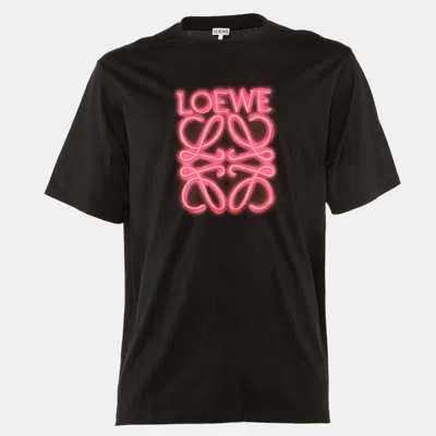 Pre-owned Loewe Black Neon Anagram Cotton Crew Neck T-shirt S
