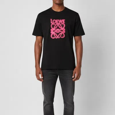 Pre-owned Loewe Black Neon Anagram Cotton Crew Neck T-shirt M
