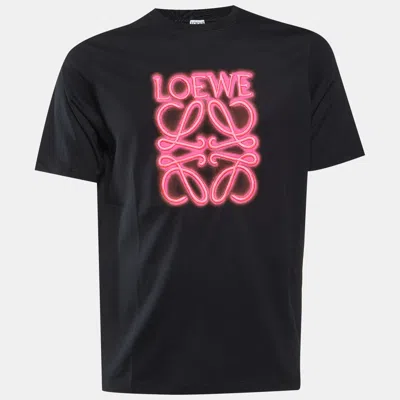 Pre-owned Loewe Black Neon Anagram Cotton Crew Neck T-shirt Xs
