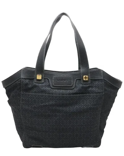 Pre-owned Loewe Black Nylon Canvas & Leather Anagram Tote (authentic Pre-loved)