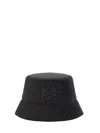 Loewe Black Nylon Puffer Bucket Hat With Rubber Logo And Water-repellent Finish In Black