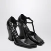 Loewe Black Onda T-bar Pumps In Polished Leather Women In Black