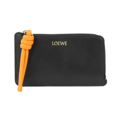 Pre-owned Loewe Black Orange Leather Coin Purse/coin Case () In Multi