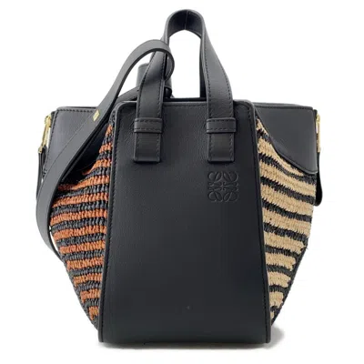 Pre-owned Loewe Black Orange Raffia Handbag Shoulder Bag () In Multi