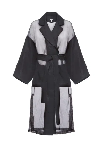 Loewe Black Organdy Oversize Belt Coat