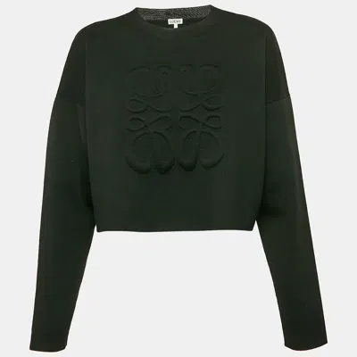 Pre-owned Loewe Black Padded 3d Anagram Wool Crewneck Sweatshirt M
