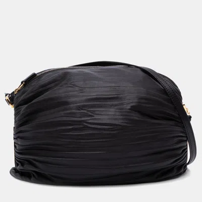 Pre-owned Loewe Black Pleated Nappa Bracelet Pouch