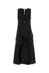 Loewe Poplin Dress With Bow Detail And Midi Length In Black