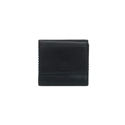 Pre-owned Loewe Black Purple Leather Wallet (tri-fold) ()