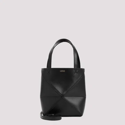 LOEWE BLACK PUZZLE FOLD MINI TOTE BAG
