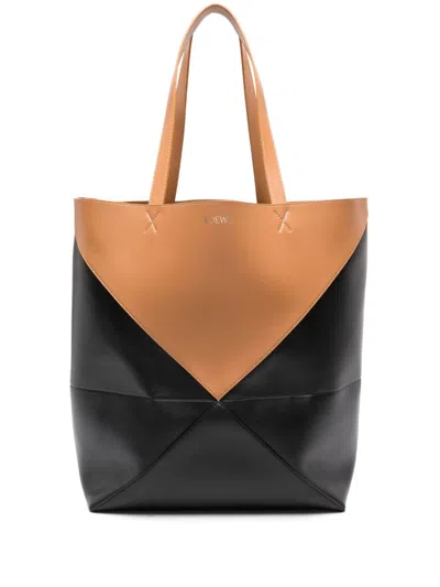 Loewe Xl Puzzle Fold Leather Tote Bag In Brown
