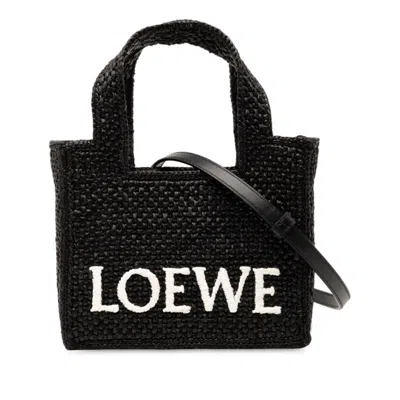 Pre-owned Loewe Black Raffia Leather Shoulder Bag Tote Bag ()