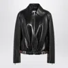 Loewe Black Ruched Leather Jacket With Belt In Black