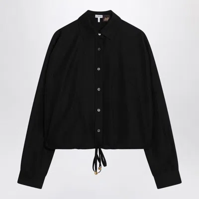 Loewe Black Shirt With Drawstring In Linen Blend