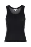 Loewe Silk Sleeveless Tank Top With Ribbed Texture In Black