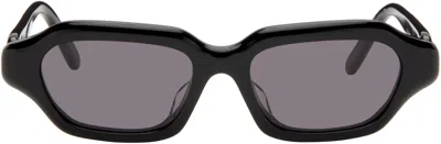 Loewe Black Slim Text Logo Rectangle Sunglasses
