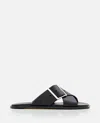 Loewe Sandalo Piatto Petal Belt In Pelle Di Vitello Conciata Al Vegetale In Black