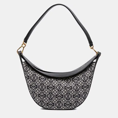 Pre-owned Loewe Black Small Anagram Canvas Luna Hobo