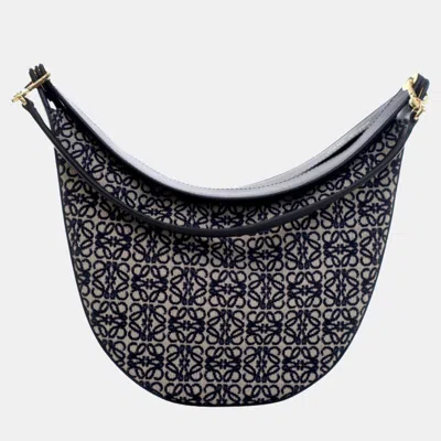 Pre-owned Loewe Black Small Anagram Canvas Luna Hobo
